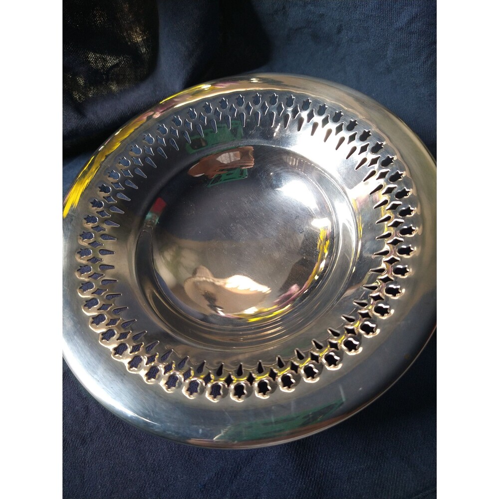 Bristol Silver Plated Candy Dish: Punched Floral Design